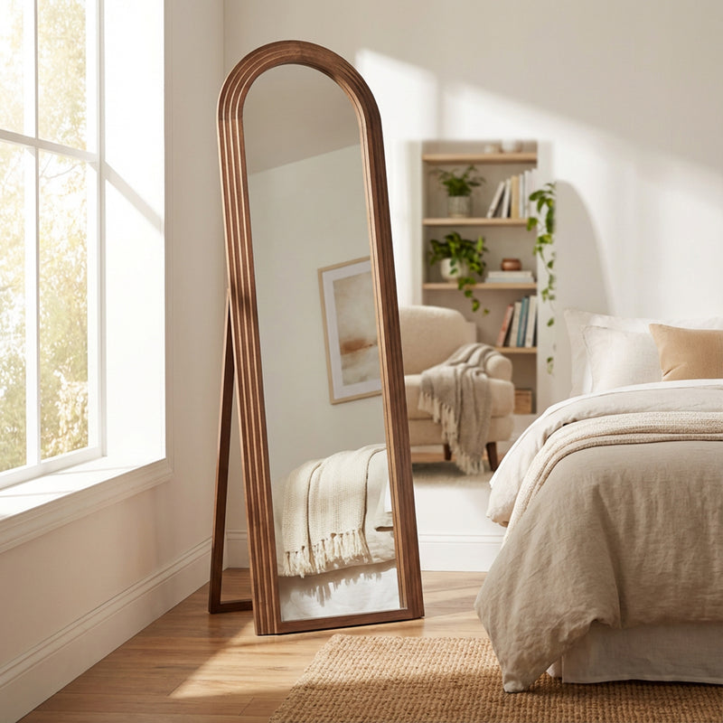 TARA Stepped Arched Floor Standing Mirror | Natural TL7367
