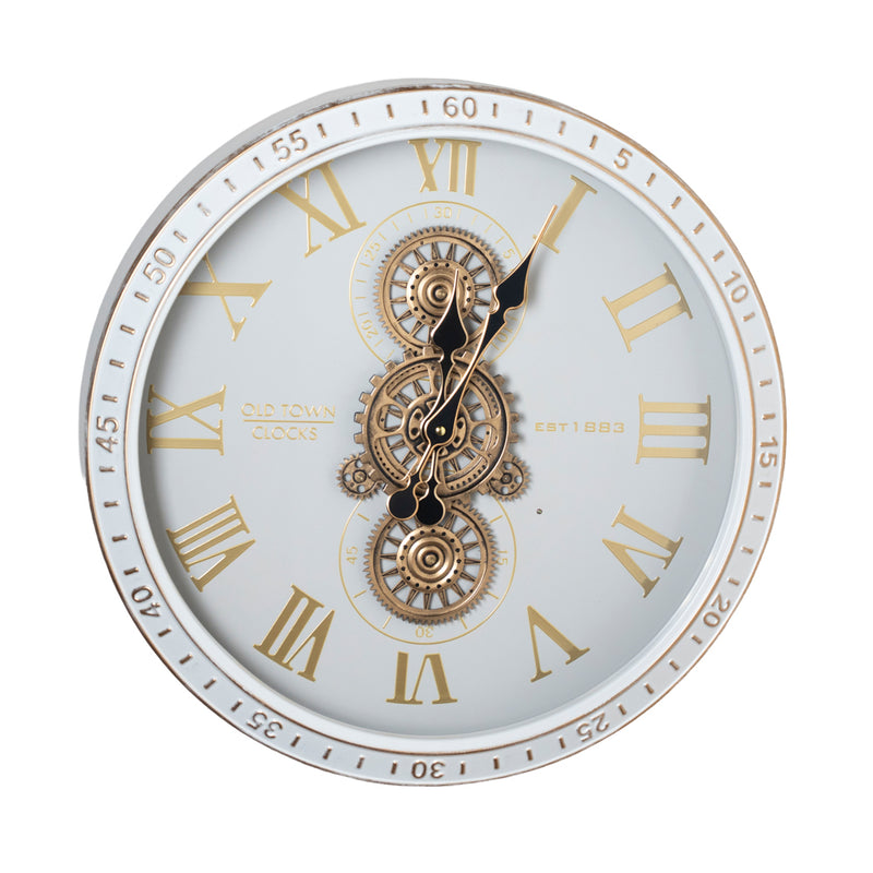 Tara Old Town Gears Clock 60cm | Ivory TL7389