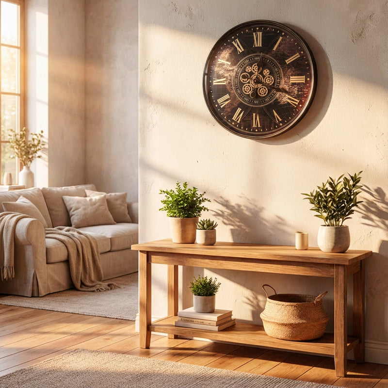 Tara Old Town Gears World Map Clock 60cm | Vintage TL7389