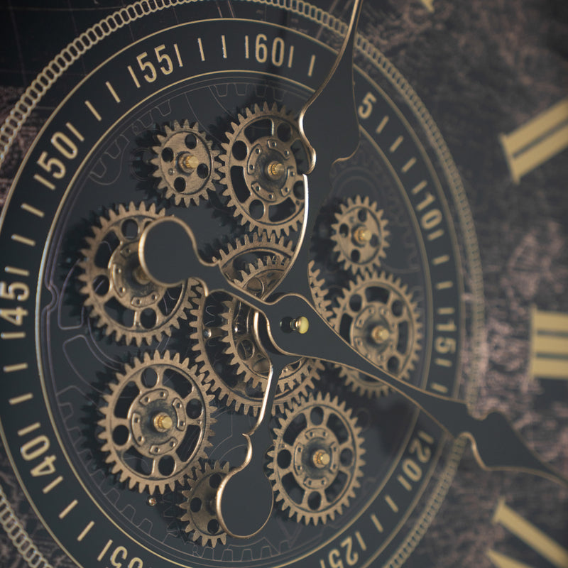 Tara Old Town Gears World Map Clock 60cm | Vintage TL7389