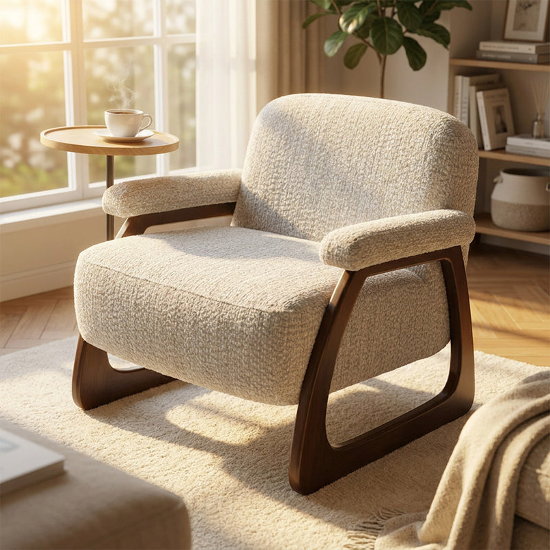 Tara Blake Accent Chair with side Table | Ivory TL7512