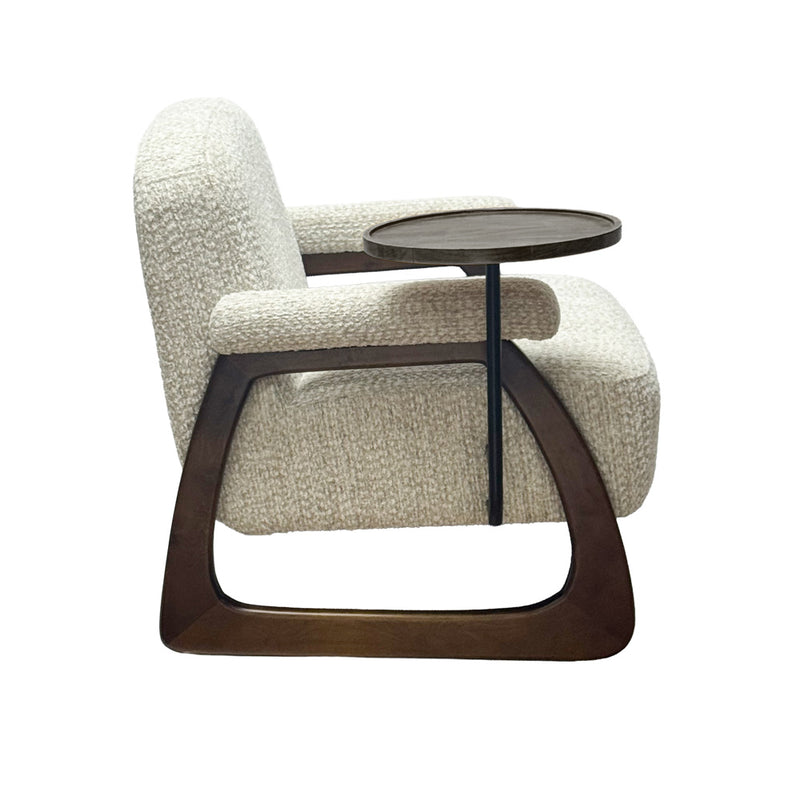 Tara Blake Accent Chair with side Table | Ivory TL7512