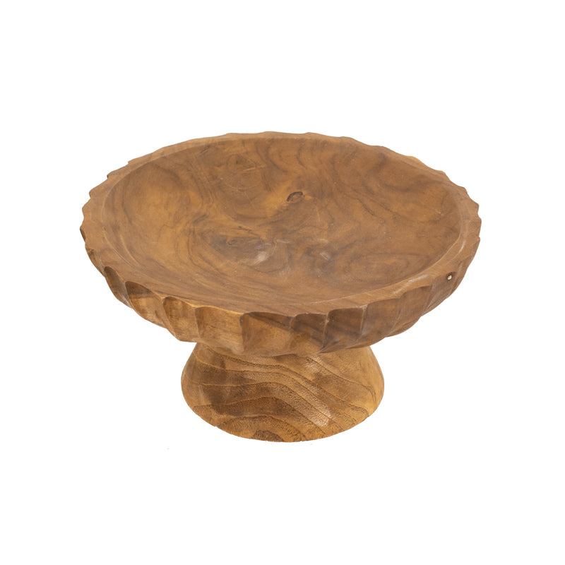 TARA Teak Bowl on Stand | Brown TL7573