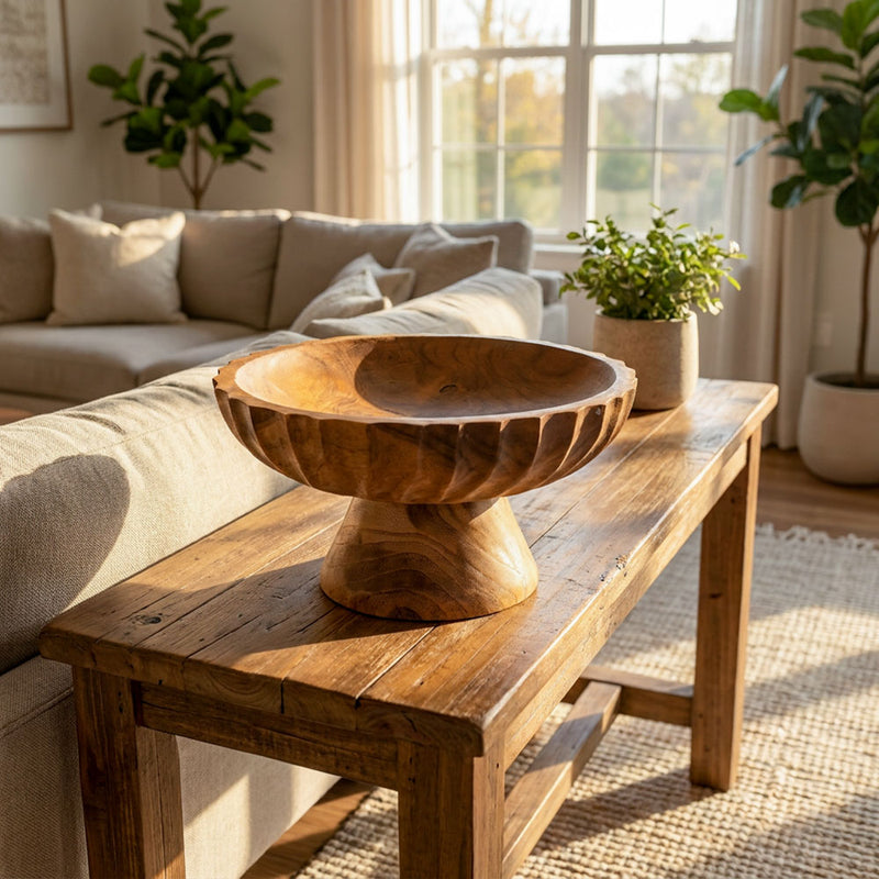 TARA Teak Bowl on Stand | Brown TL7573