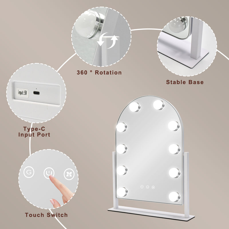 Tara Hollywood Arch Vanity Mirror 42cm | White TL7607