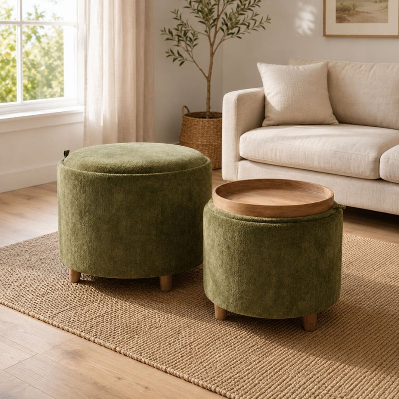 Ivy Set of 2 Tray Table Stools Large | Green TL7626A