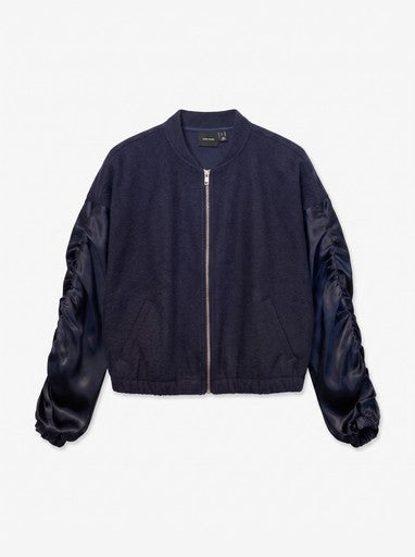 Alice Gathering Boucle/Satin Bomber | Navy 10349890