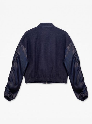 Alice Gathering Boucle/Satin Bomber | Navy 10349890