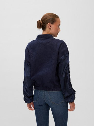 Alice Gathering Boucle/Satin Bomber | Navy 10349890