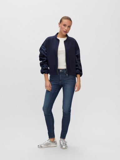 Alice Gathering Boucle/Satin Bomber | Navy 10349890