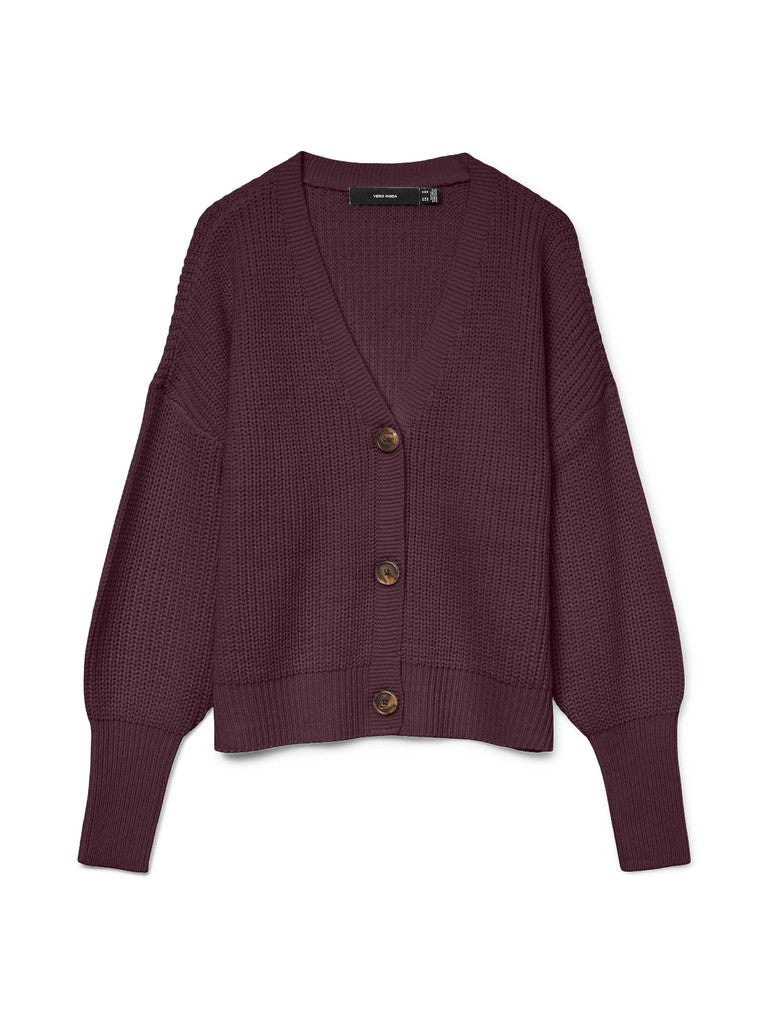 Vero Moda Lea LS V-Neck Cuff Cardigan | Wine