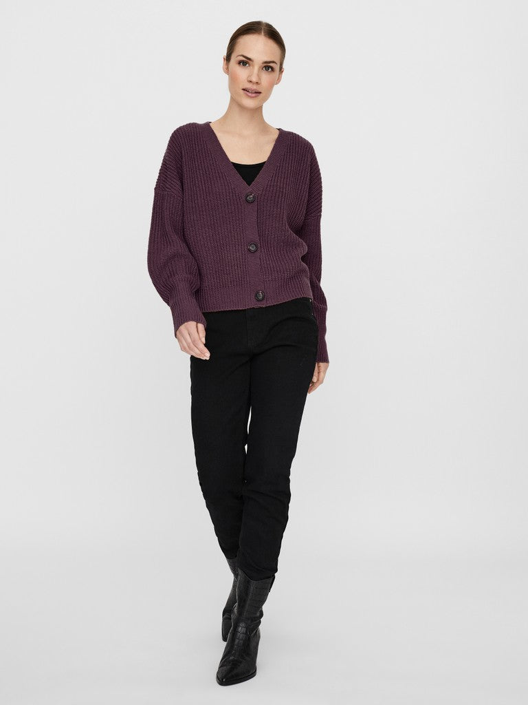 Vero Moda Lea LS V-Neck Cuff Cardigan | Wine