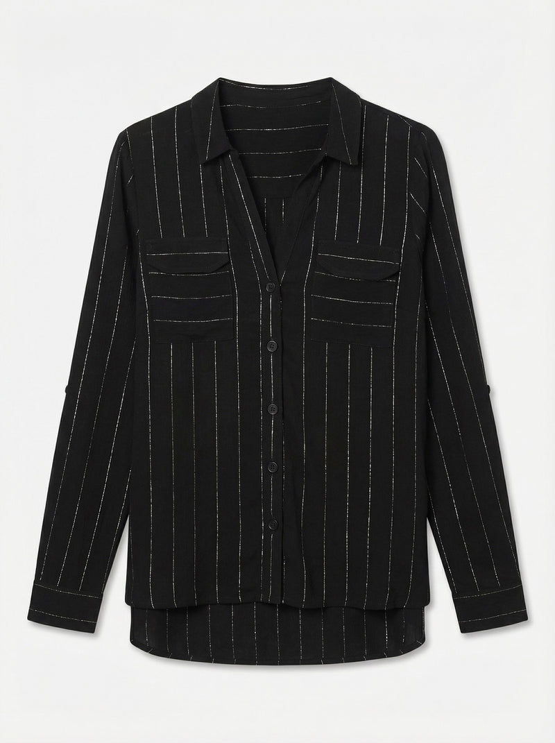 Vero Moda Bumpy LS Glitter Shirt | Black/Silver