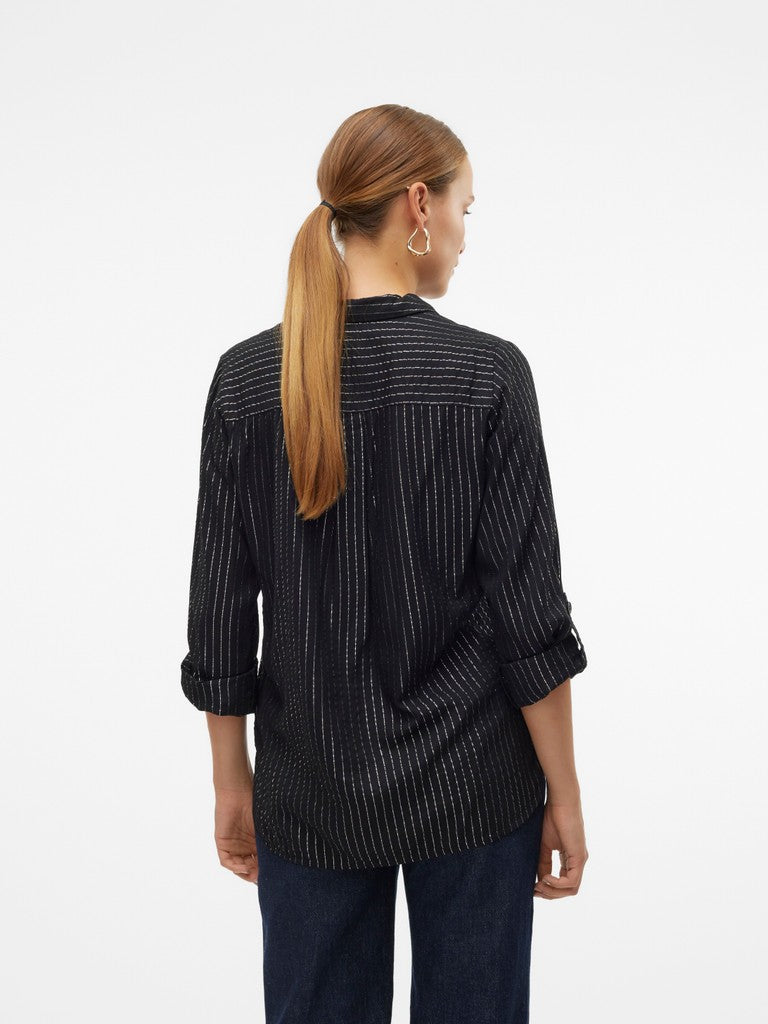 Vero Moda Bumpy LS Glitter Shirt | Black/Silver