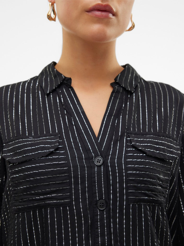 Vero Moda Bumpy LS Glitter Shirt | Black/Silver