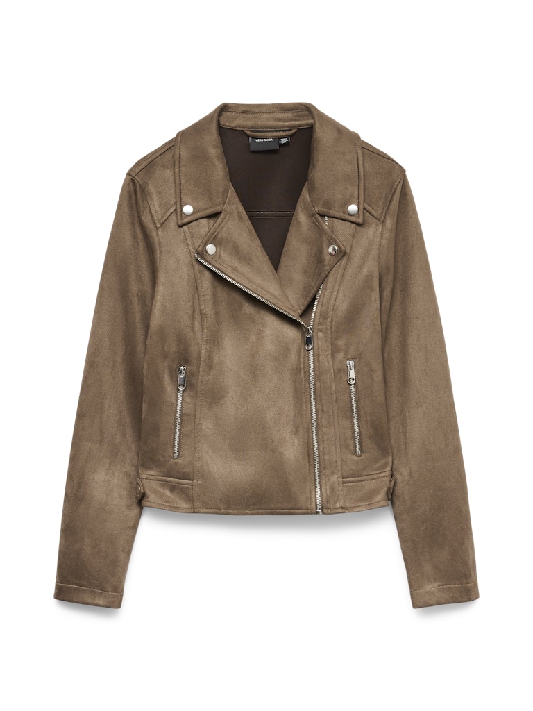 Vero Moda Jose Short Faux Suede Jacket | Chocolate