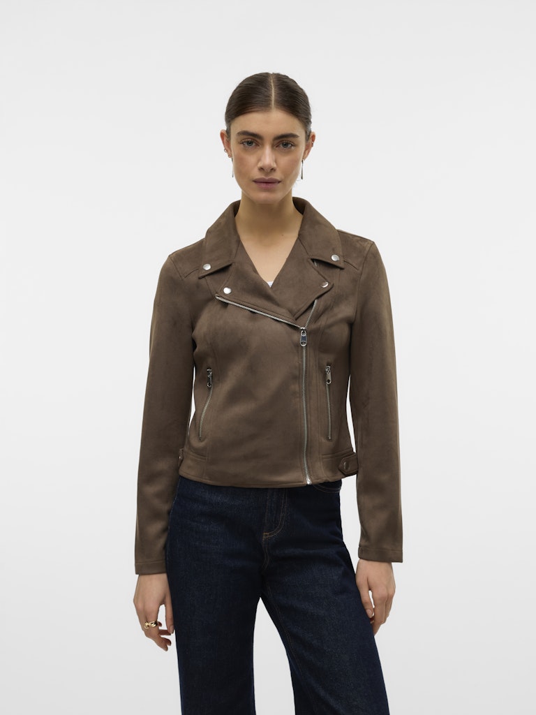 Vero Moda Jose Short Faux Suede Jacket | Chocolate