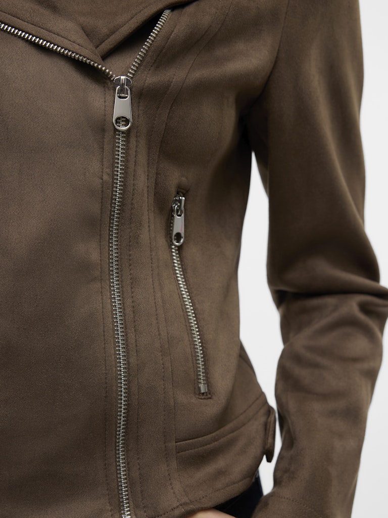 Vero Moda Jose Short Faux Suede Jacket | Chocolate