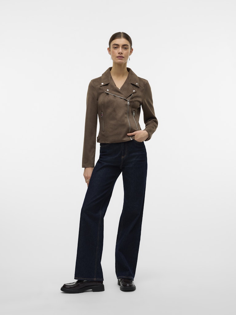 Vero Moda Jose Short Faux Suede Jacket | Chocolate