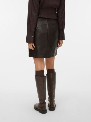 Vero Moda Faux Leather Coated Skirt | Chocolate 10282035