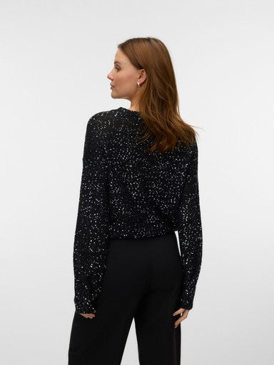 Vero Moda Glitter Bow Long Sleeve Pullover | Black 10347068