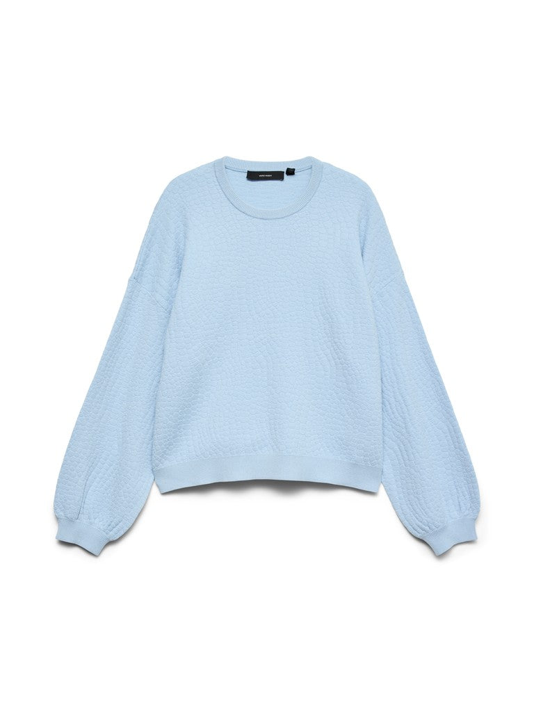 Vero Moda Nancy Jacquard LS O-Neck Pullover | Blue