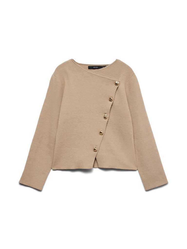 Vero Moda Vienna LS O-Neck Wrap Cardigan | Silver Mink