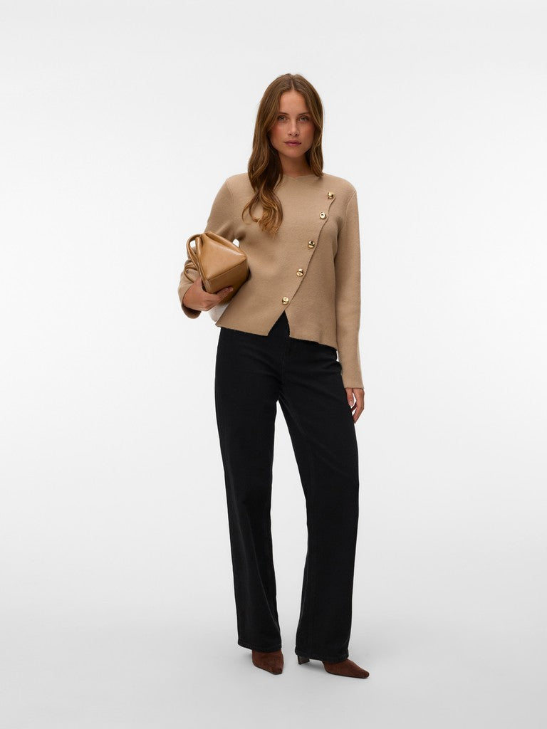 Vero Moda Vienna LS O-Neck Wrap Cardigan | Silver Mink