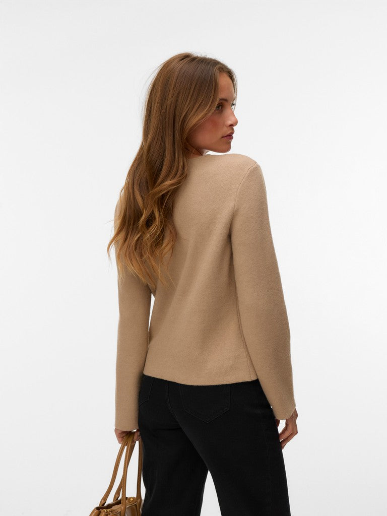 Vero Moda Vienna LS O-Neck Wrap Cardigan | Silver Mink