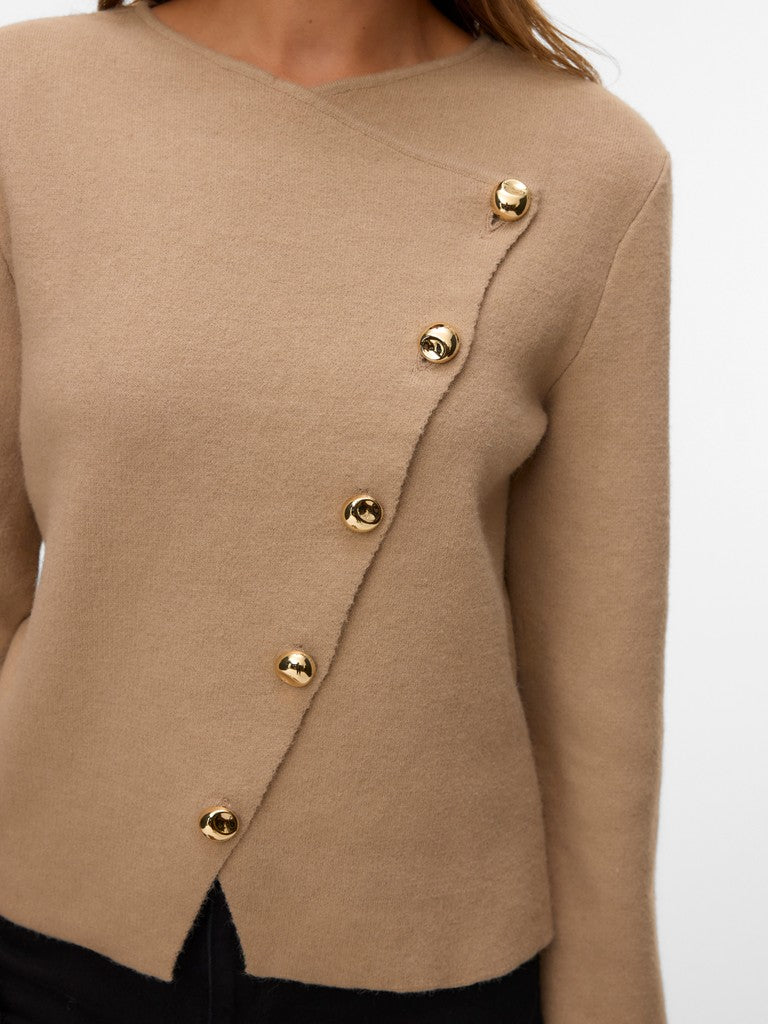 Vero Moda Vienna LS O-Neck Wrap Cardigan | Silver Mink