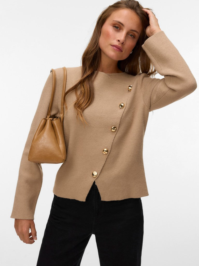 Vero Moda Vienna LS O-Neck Wrap Cardigan | Silver Mink