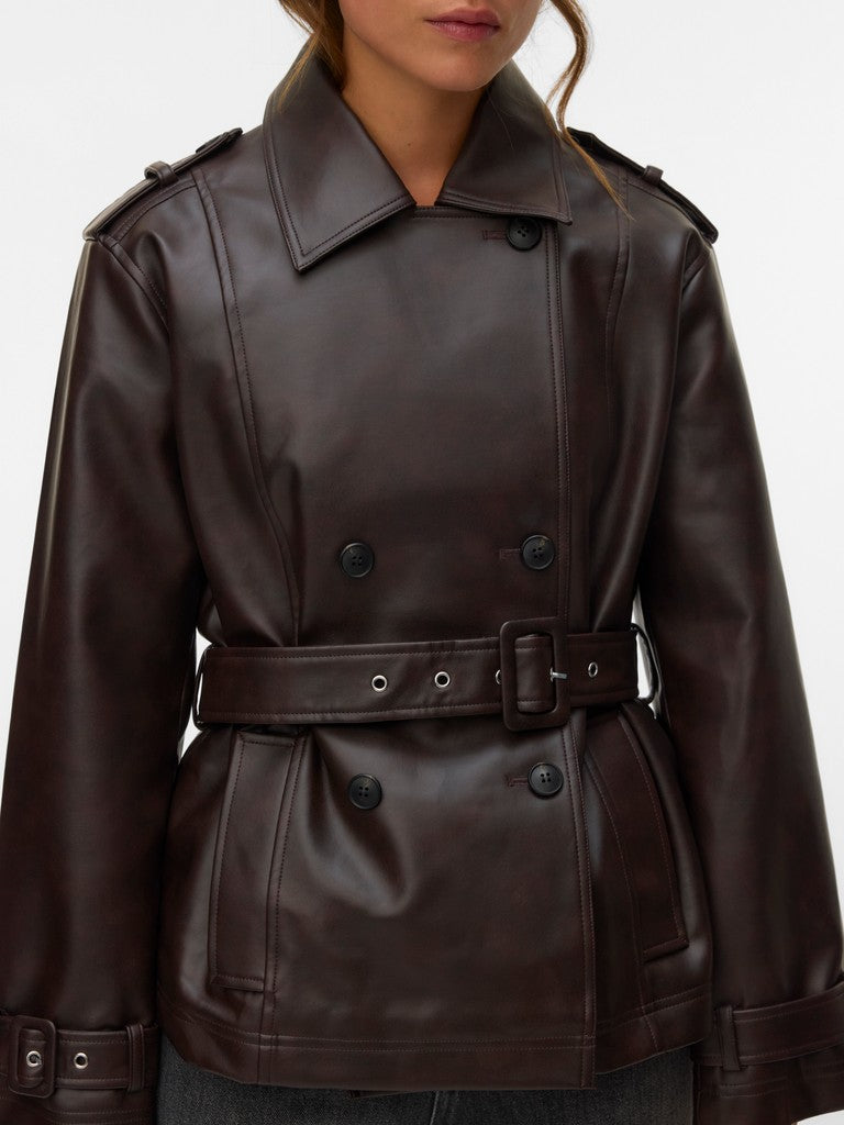 Vero Moda Gabby Short Coated Jacket | Chocolate