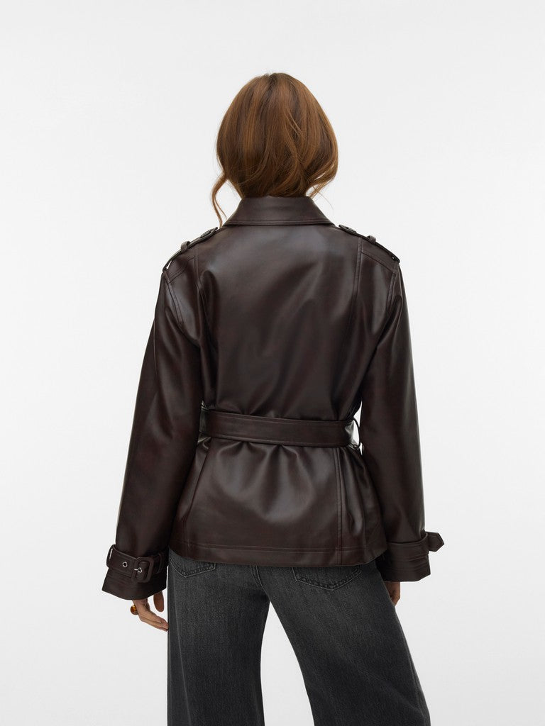 Vero Moda Gabby Short Coated Jacket | Chocolate