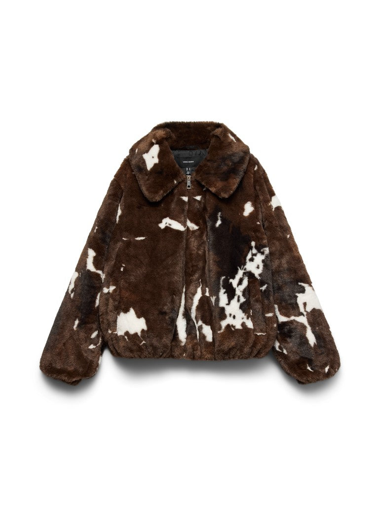 Vero Moda Sonja Colleen Short Jacket | Chocolate Cow Print
