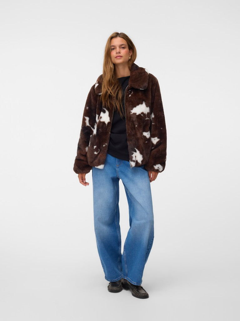 Vero Moda Sonja Colleen Short Jacket | Chocolate Cow Print