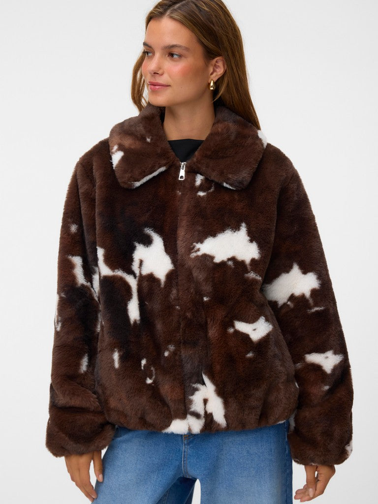 Vero Moda Sonja Colleen Short Jacket | Chocolate Cow Print