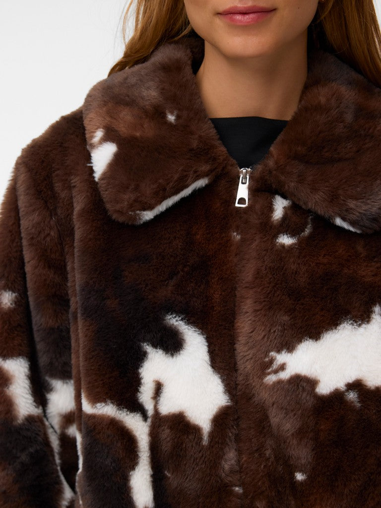 Vero Moda Sonja Colleen Short Jacket | Chocolate Cow Print
