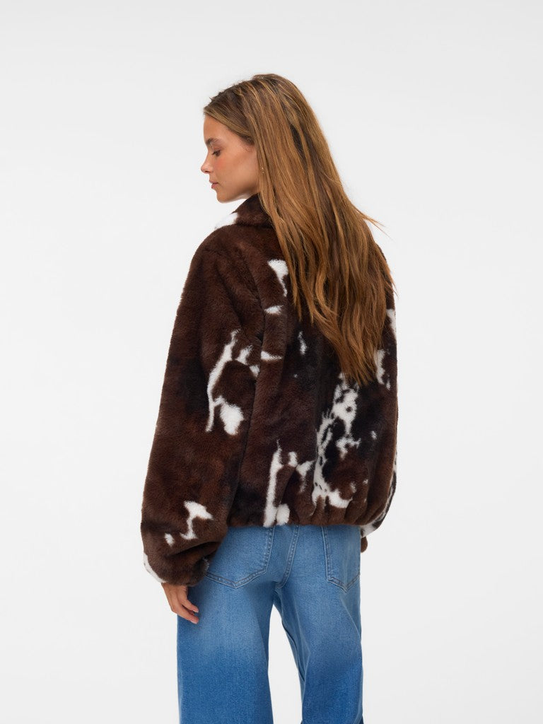 Vero Moda Sonja Colleen Short Jacket | Chocolate Cow Print