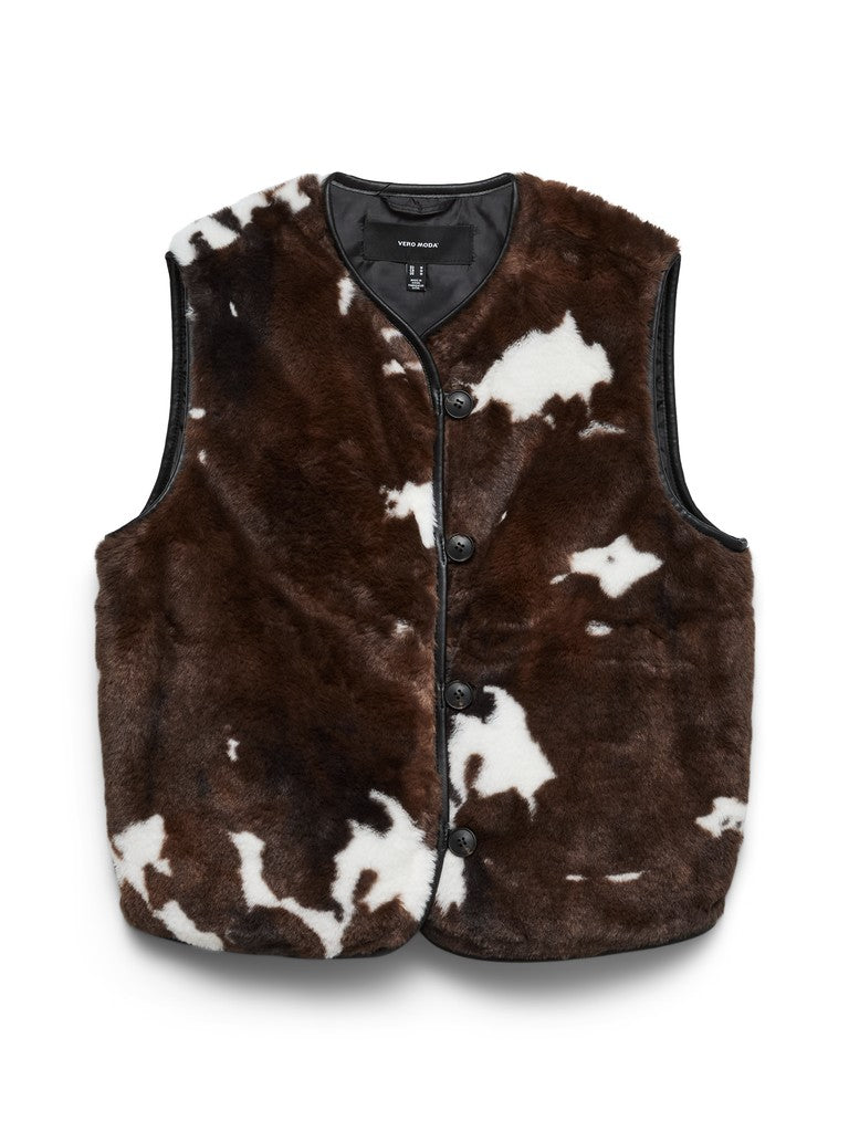 Vero Moda Sonja Colleen Short Waistcoat | Chocolate