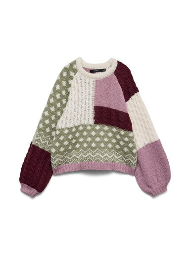 Vero Moda Kristin Long Sleeve Round Neck Pullover | Birch/Multi 10346919