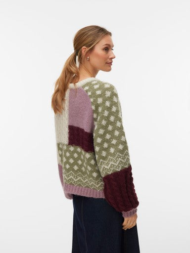 Vero Moda Kristin Long Sleeve Round Neck Pullover | Birch/Multi 10346919