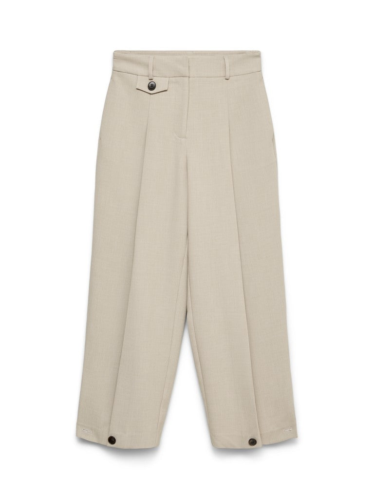 Vero Moda Michell HW Barrel Button Trousers | Silver Mink