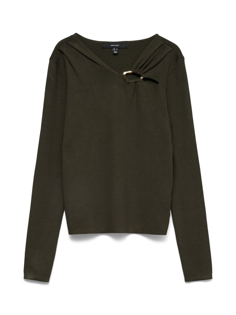 Vero Moda Jain Buckle V-Neck Pullover | Forest