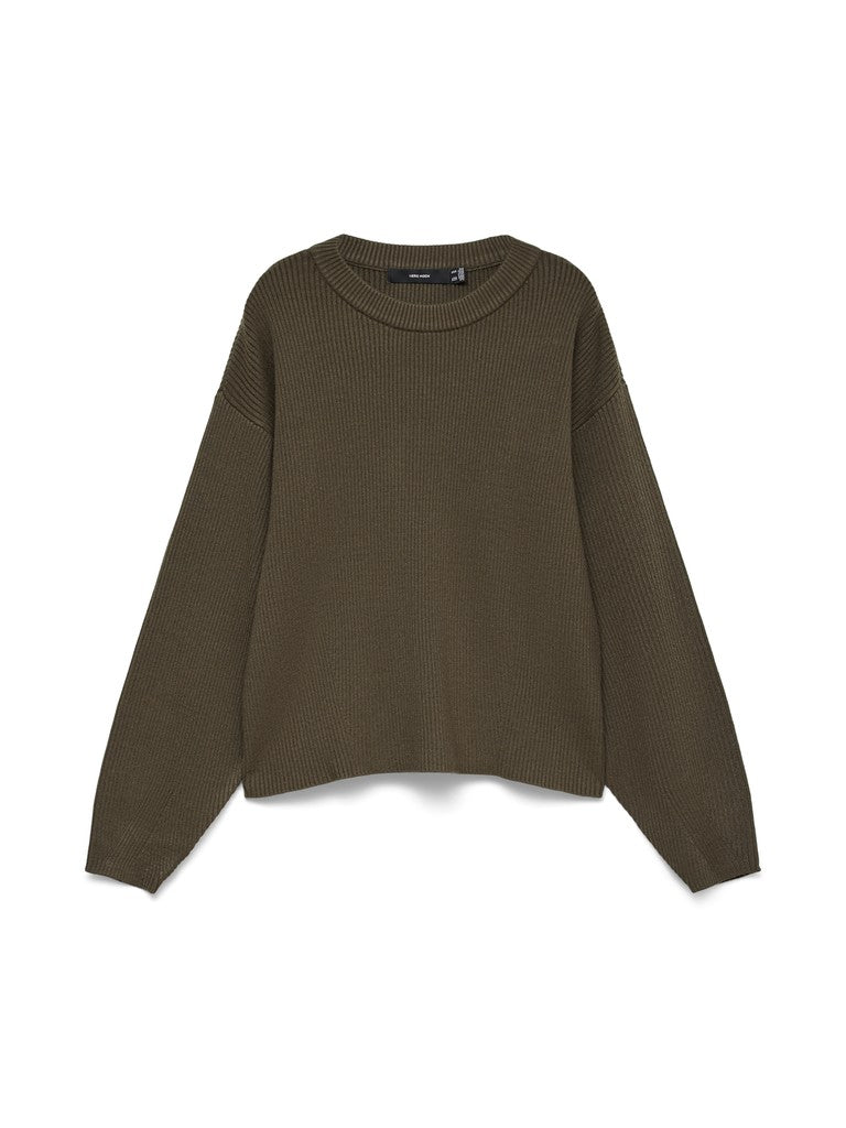 Vero Moda Gold Lux Rib LS O-Neck Pullover | Forest