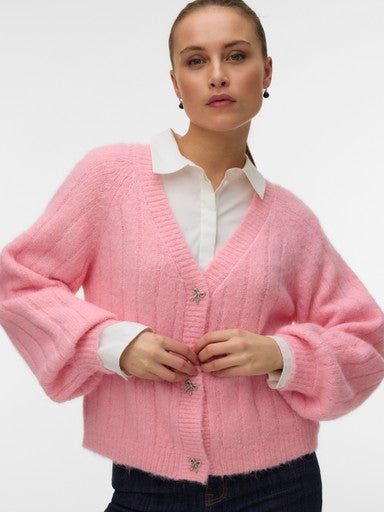 Vero Moda Sally Long Sleeve V-Neck Cardigan | Pink 10350372