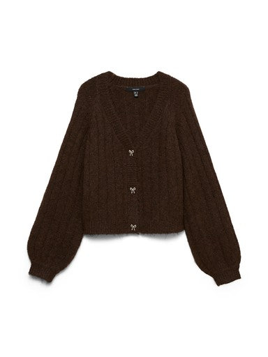 Vero Moda Sally Long Sleeve V-Neck Cardigan | Chocolate 10350372