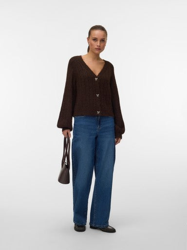 Vero Moda Sally Long Sleeve V-Neck Cardigan | Chocolate 10350372