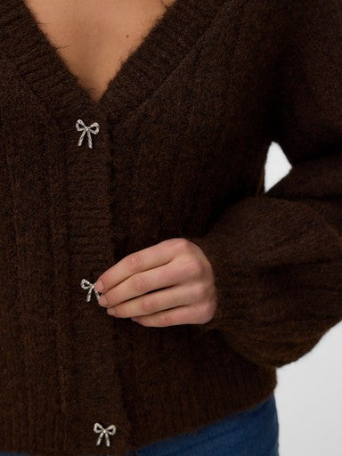 Vero Moda Sally Long Sleeve V-Neck Cardigan | Chocolate 10350372