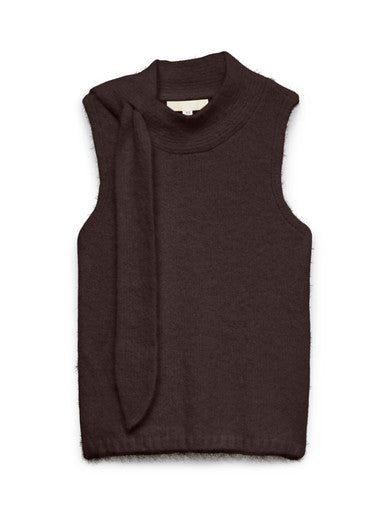 Vero Moda Venezia Sleeveless Tie Wool Mix Vest | Chocolate 10352116
