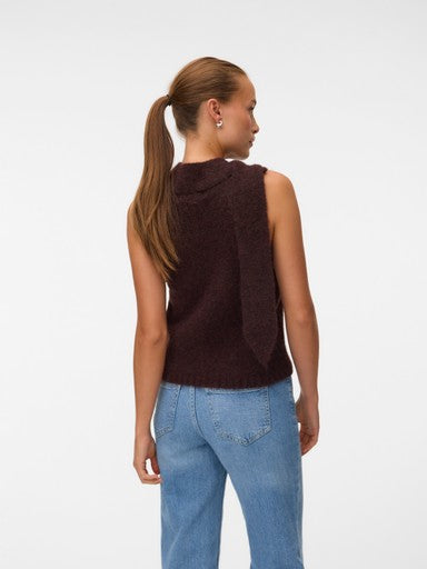 Vero Moda Venezia Sleeveless Tie Wool Mix Vest | Chocolate 10352116